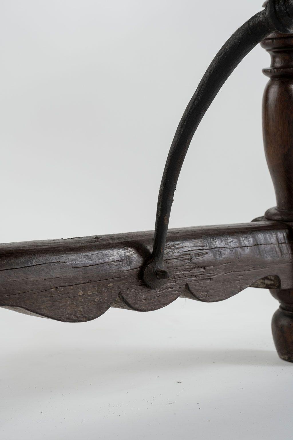 Hand-Carved Long Single-Board Top Walnut Italian Console Table For Sale
