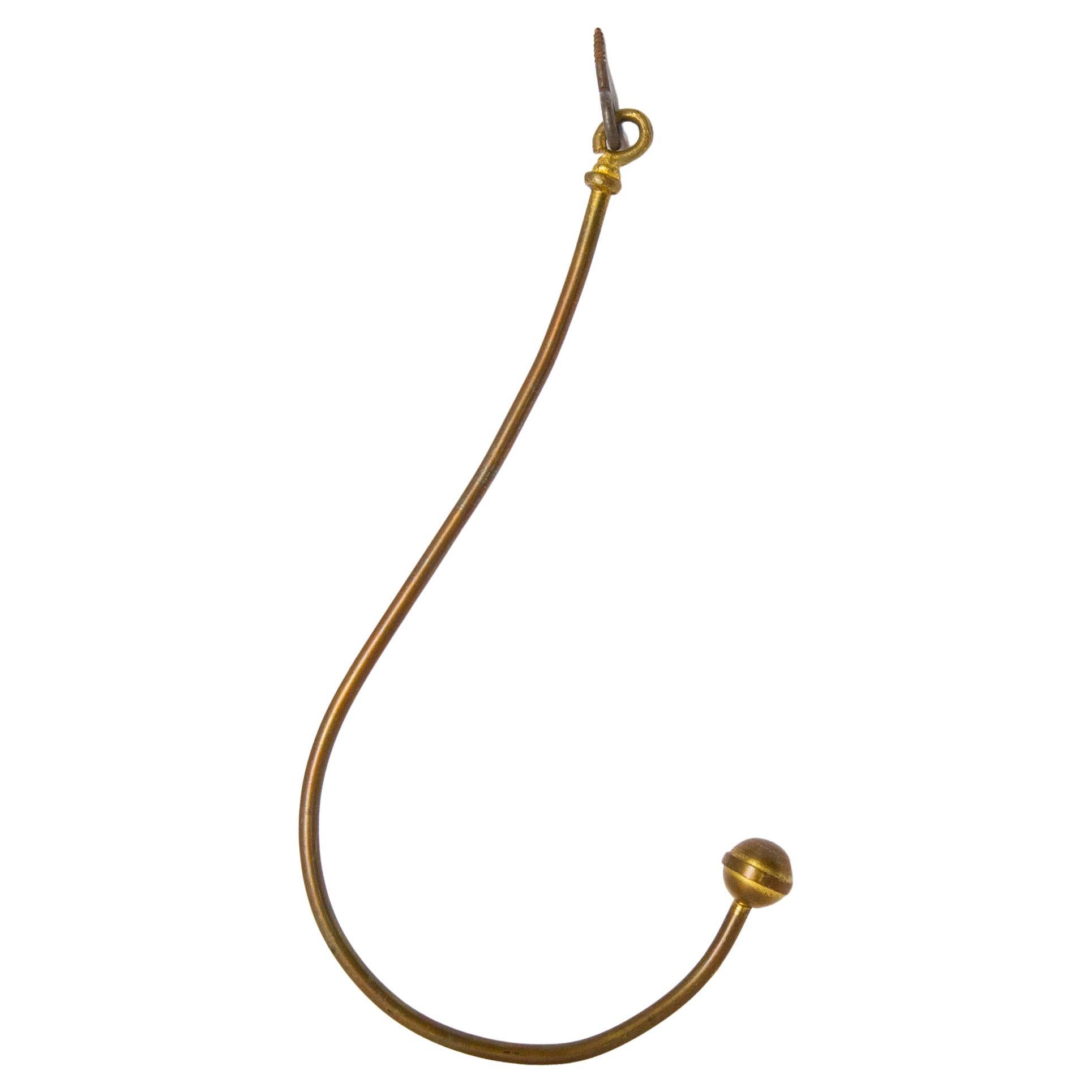 Long Single Curtain Brass Tie-Back For Sale