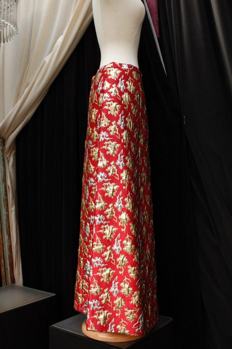 Women's Long skirt in Fabric and Lamé, Size 38FR For Sale
