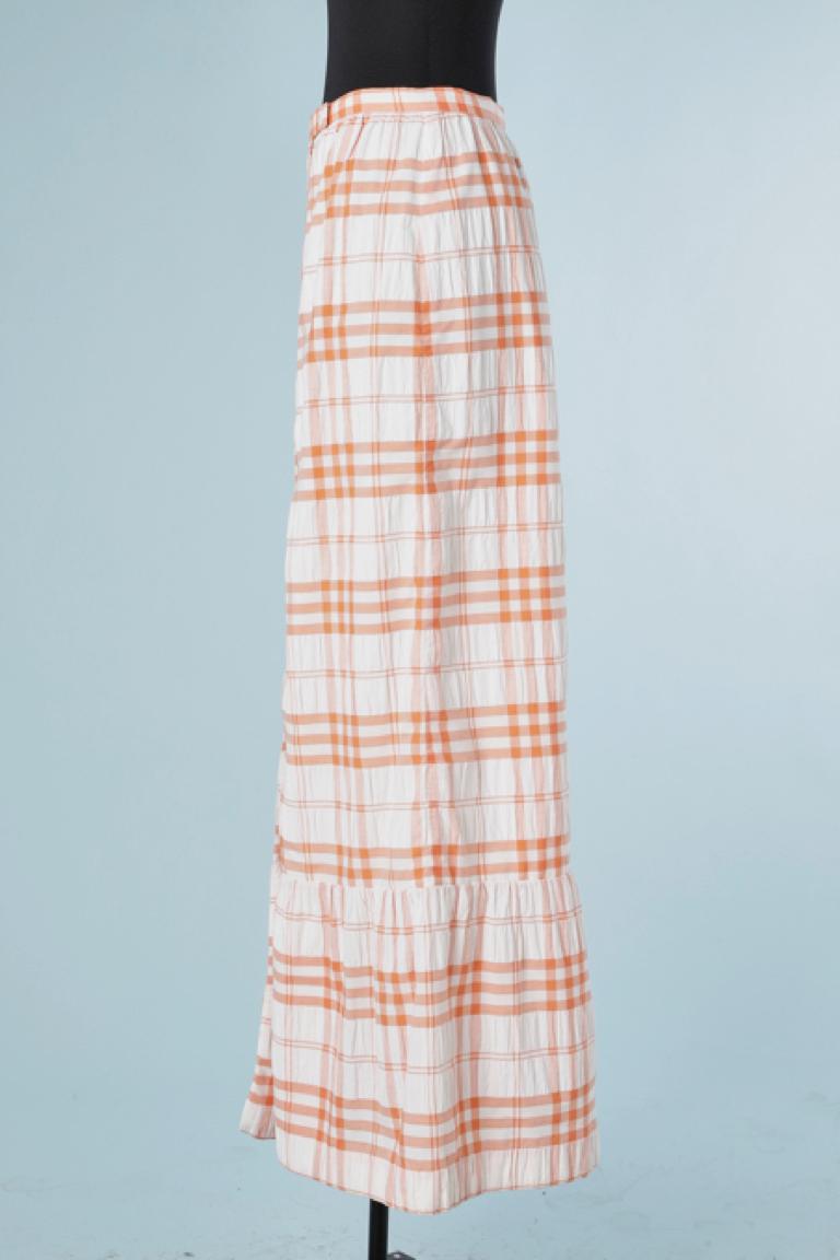 orange and white checkered skirt