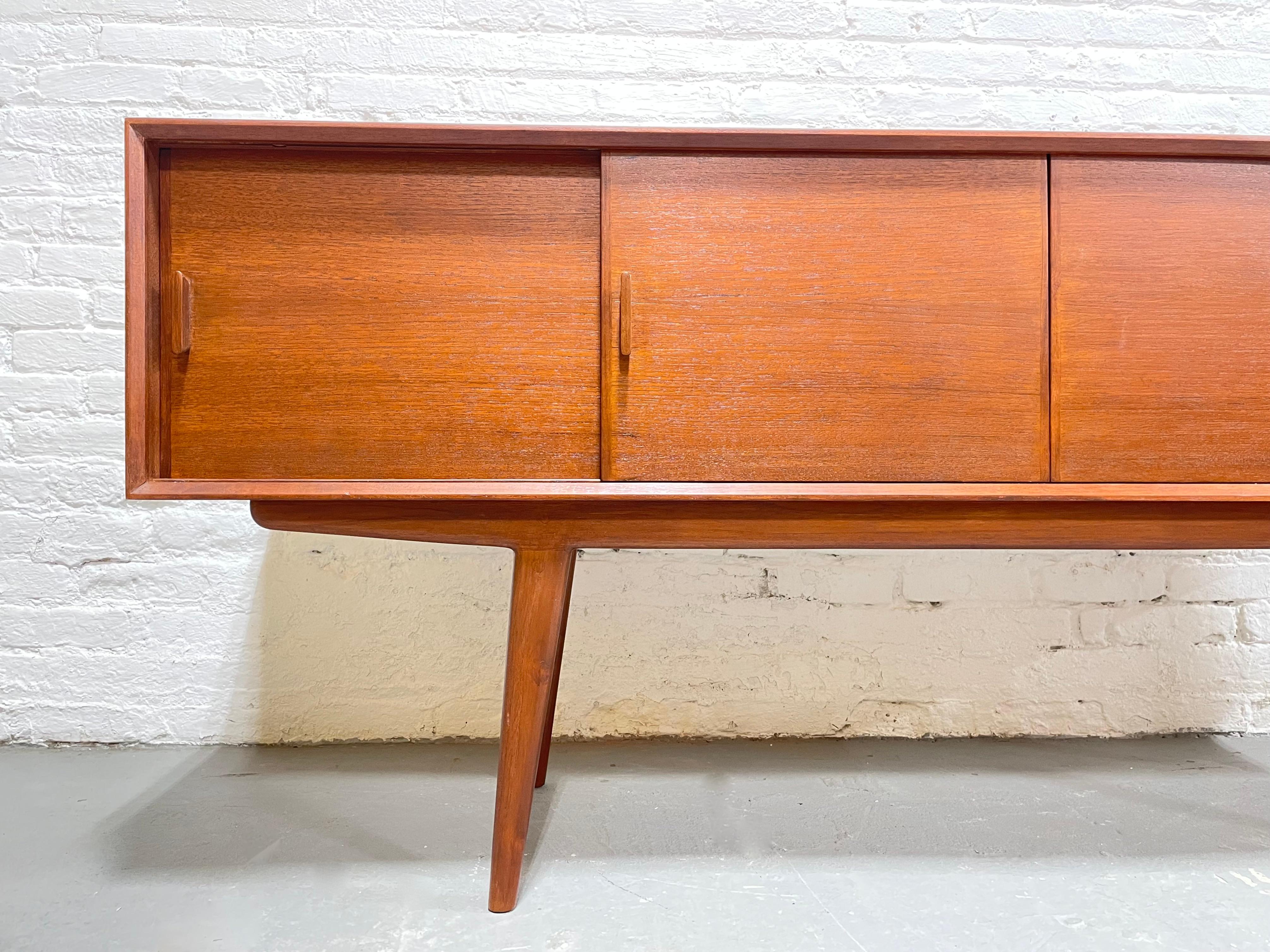Wood LONG + Sleek Handmade Mid Century MODERN styled CREDENZA media stand For Sale