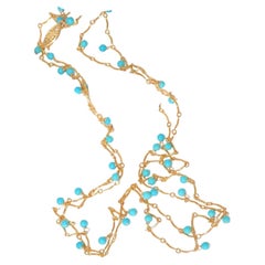 Long Sleeping Beauty Necklace in 14K Gold Filled Chain