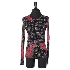 Maglietta a maniche lunghe in tulle elasticizzato stampato Christian Lacroix Jeans