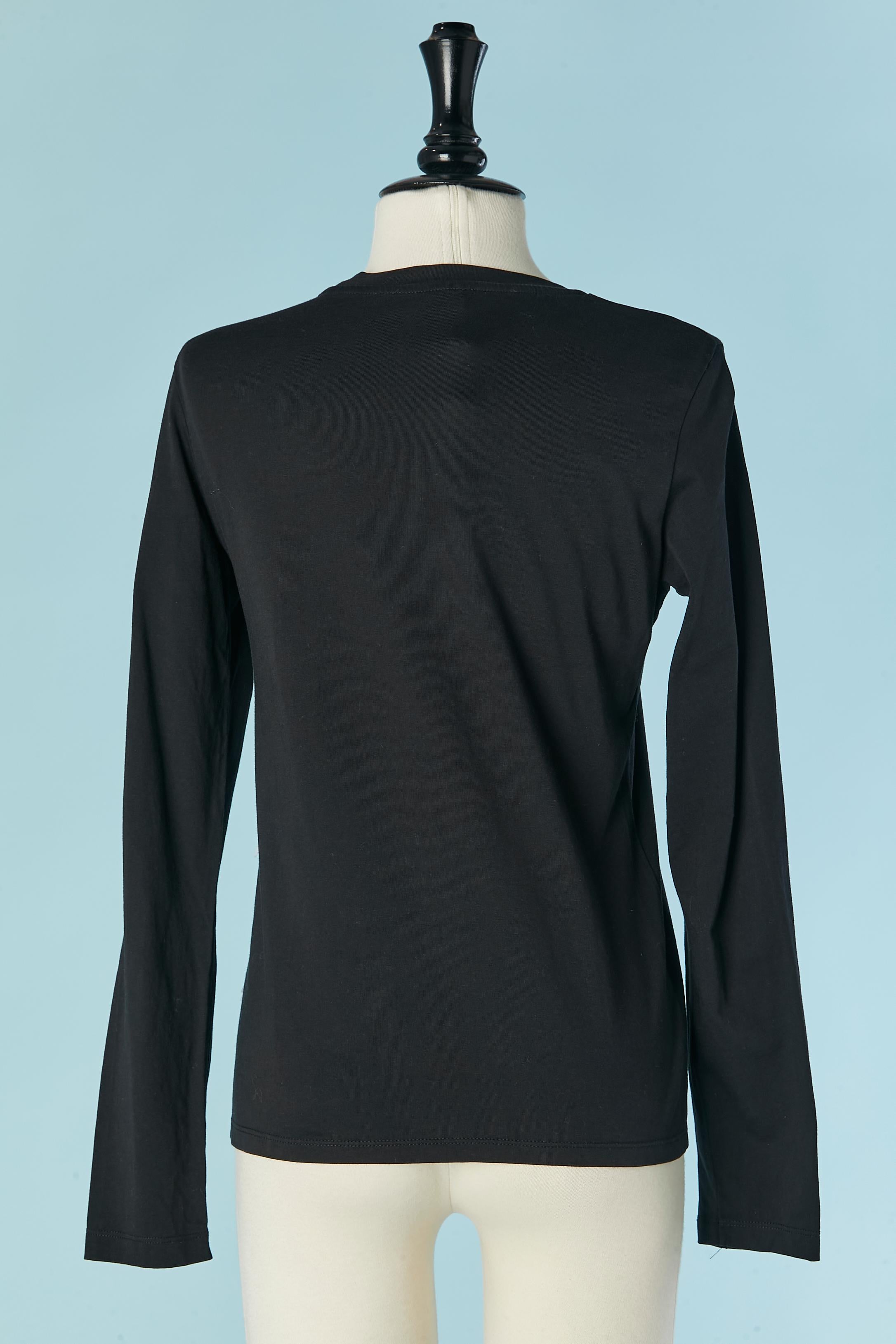 Women's Long sleeve tee-shirt with black and white threads fringes Sonia Rykiel For Sale