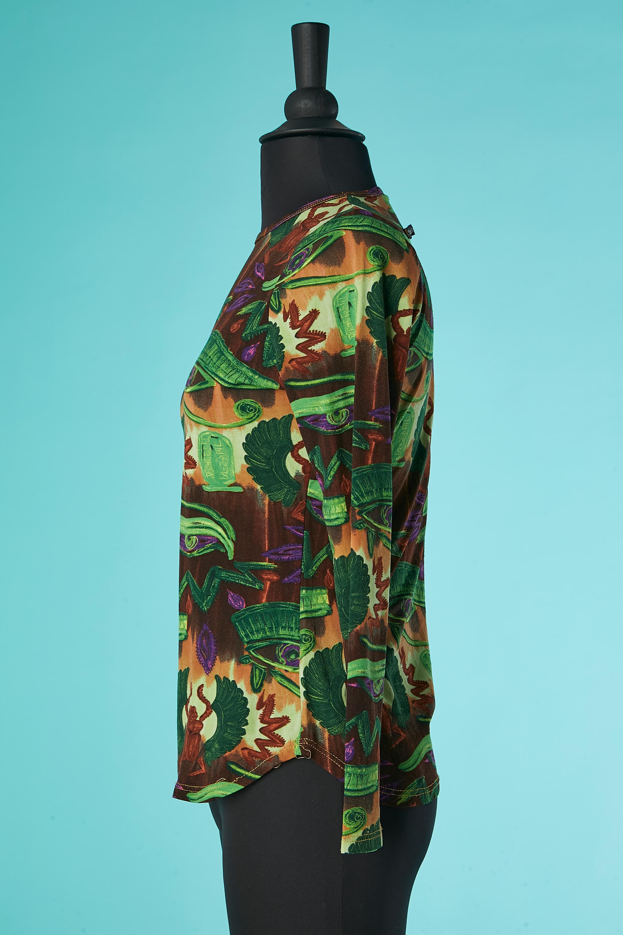 Black Long sleeve tee-shirt with Egyptian pattern print Gaultier Jean's For Sale