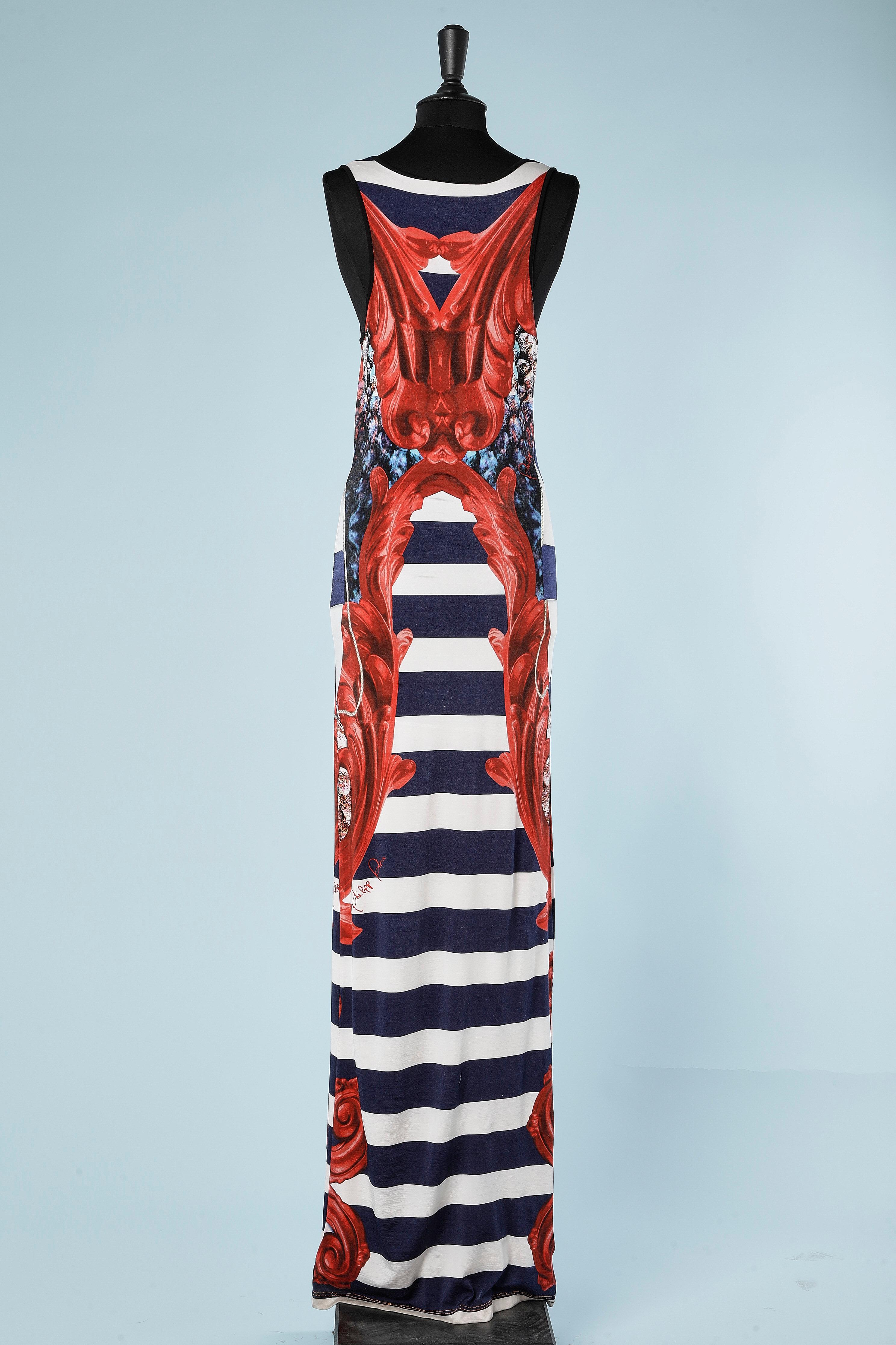 Philipp Plein - Robe longue sans manches en jersey  imprim  ancre   Pour femmes en vente