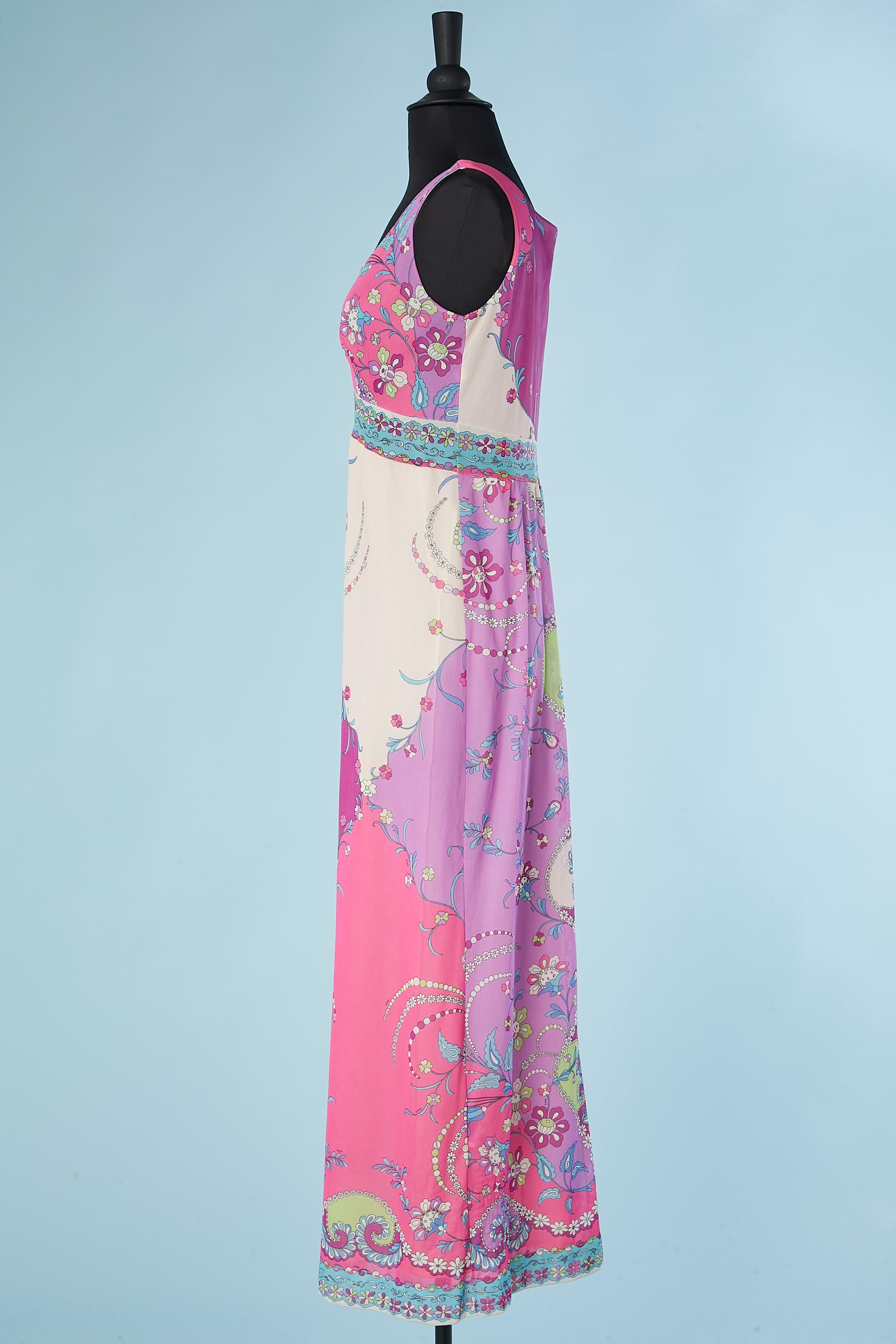 Long sleeveless printed jersey dress Emilio Pucci for Formfit Rodgers Circa 1960 For Sale 1
