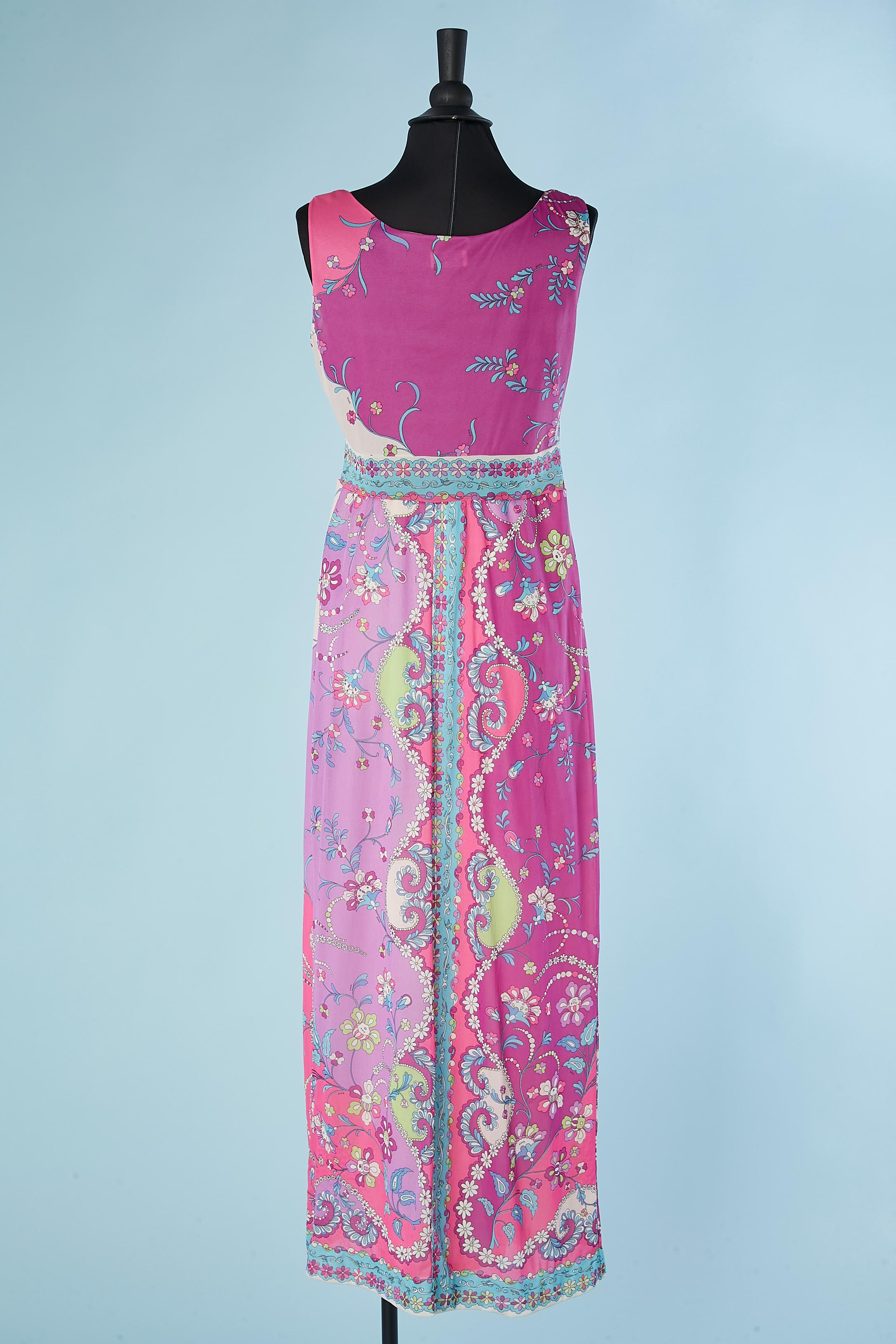 Long sleeveless printed jersey dress Emilio Pucci for Formfit Rodgers Circa 1960 For Sale 2