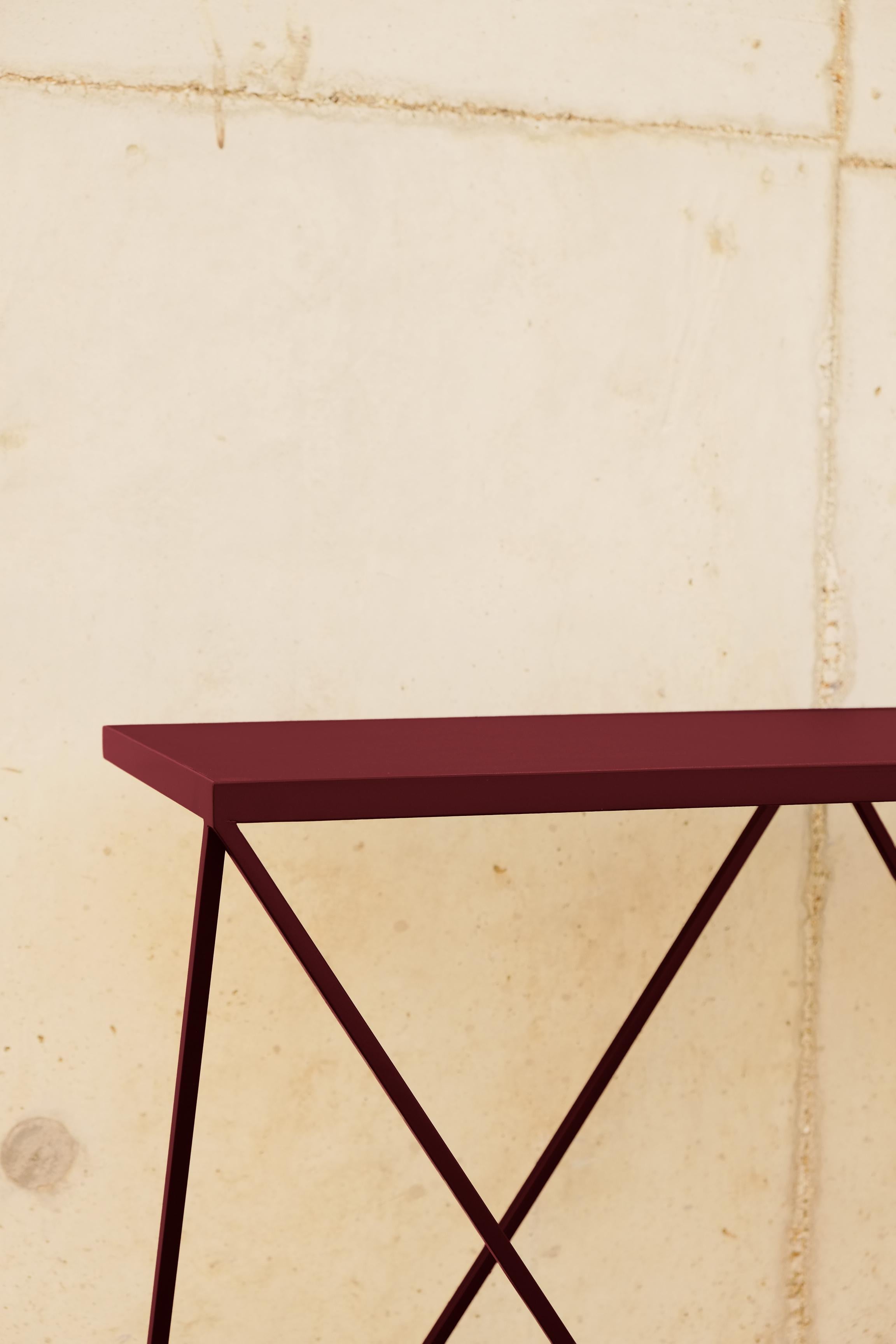 Modern Long Slim Burgundy Giraffe Console Table - Customisable Colour & Size For Sale