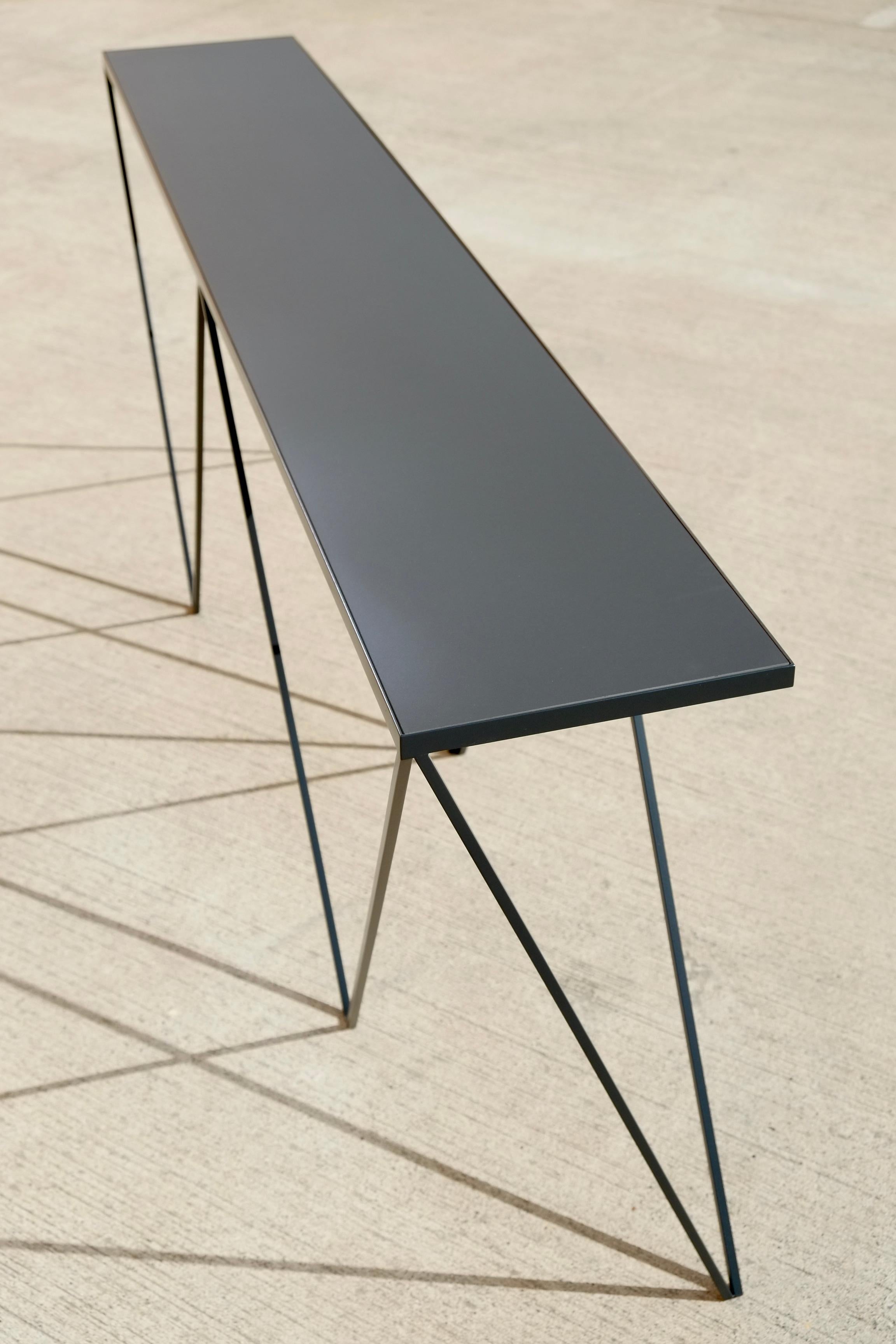 Contemporary Long Slim Burgundy Giraffe Console Table - Customisable Colour & Size For Sale