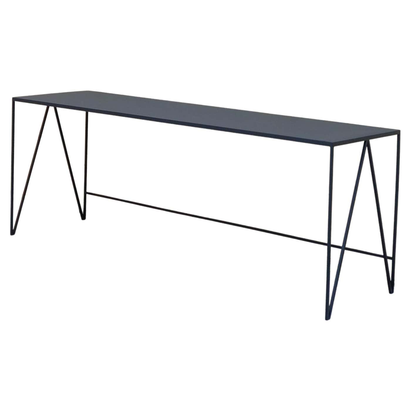 Study Desk / Large Console Table in Charcoal Linoleum and Steel For ...