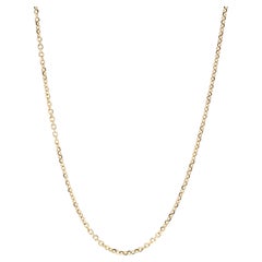 Retro Long Solid Gold Cable Chain, 14K Yellow Gold, Length 22 Inches, Long Simple