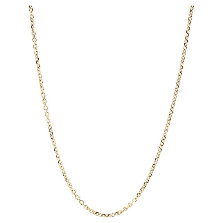 Long Solid Gold Cable Chain, 14K Yellow Gold, Length 22 Inches, Long