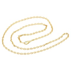 Longue chaîne câble française en or massif et or jaune 18 carats