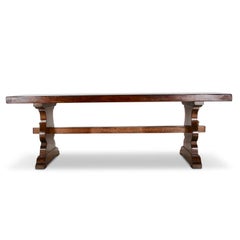 Long Solid-Plank Trestle Table from France