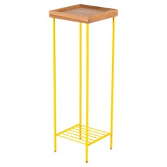 Long Solid Wood Side Table / Plant Stand – EDGE Series, with Colored Metal Legs