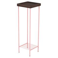 Long Solid Wood Side Table / Plant Stand – EDGE Series, with Colored Metal Legs