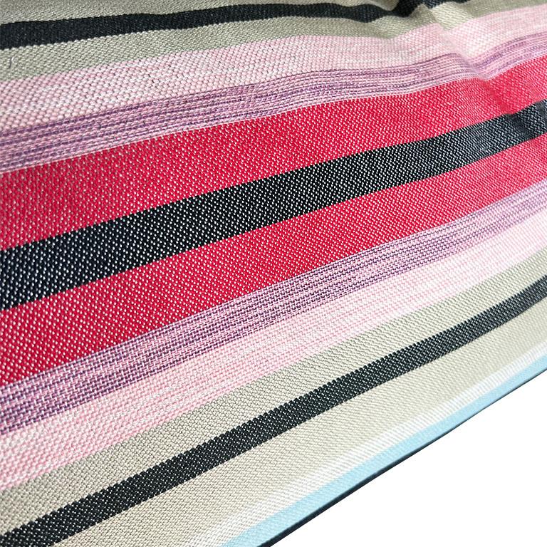 Contemporary Long South West Sunbrella Outdoor Lumbar Pillow in Pink Stripes & Down Filling For Sale