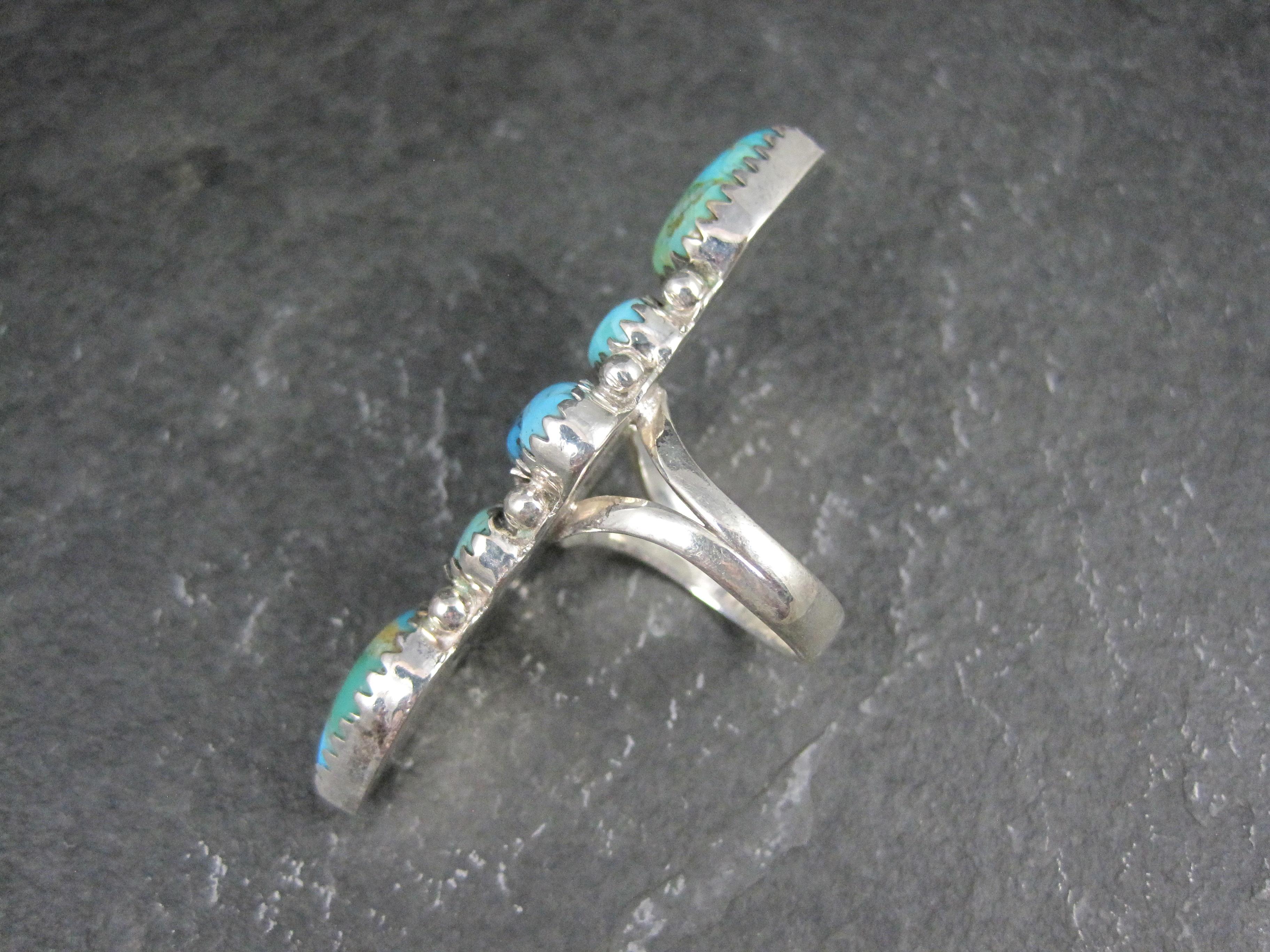 Taille mixte Longue bague en argent Sterling A Silver Turquoise Taille 7 en vente
