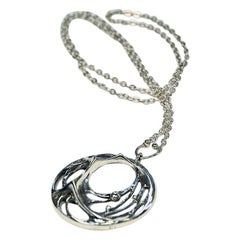 Long Spiderweb Silver Necklace by Karl Laine, Finland, 1970s