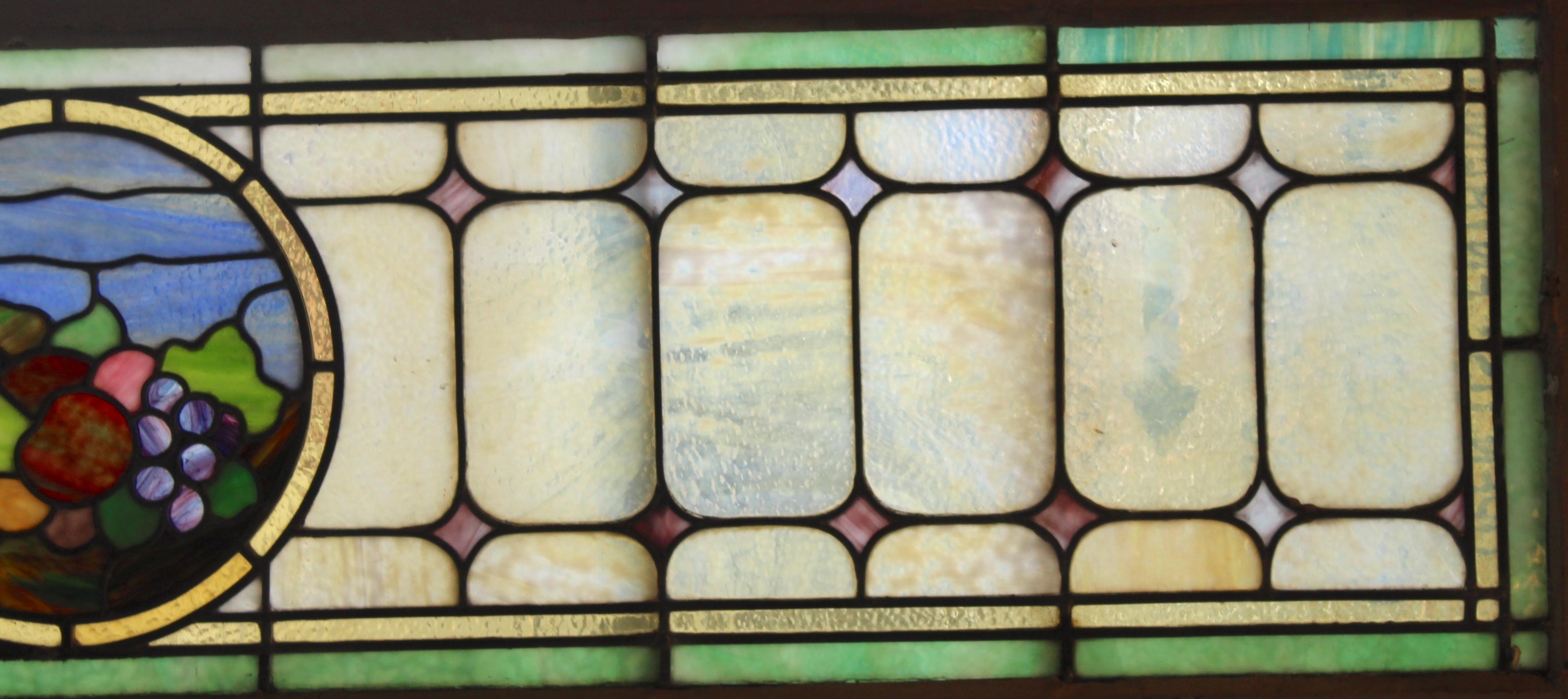 20th Century Long Stained Glass Transom 64