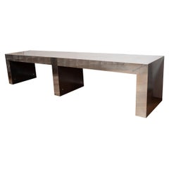 Long Stainless Steel Bench/Table with Cararra marble Top