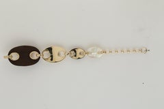 Long Station Sapphire & MOP Fixed & Flexible Bracelet w/ Diamonds Made In 14K