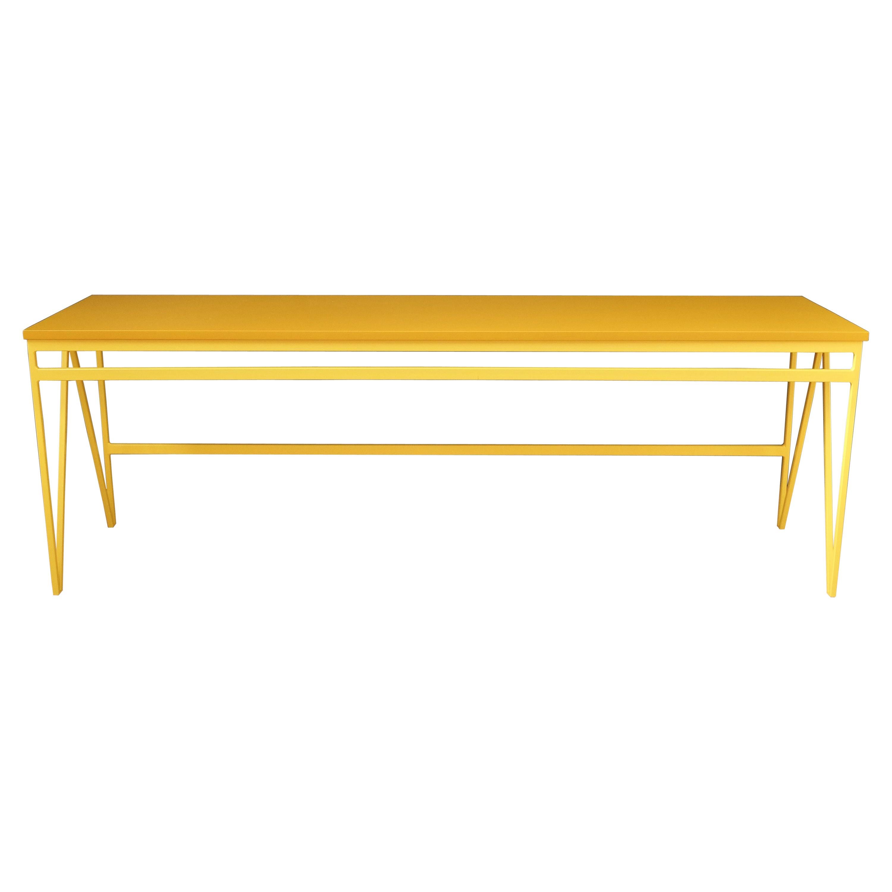 Long Steel and Wood Bench, Customisable