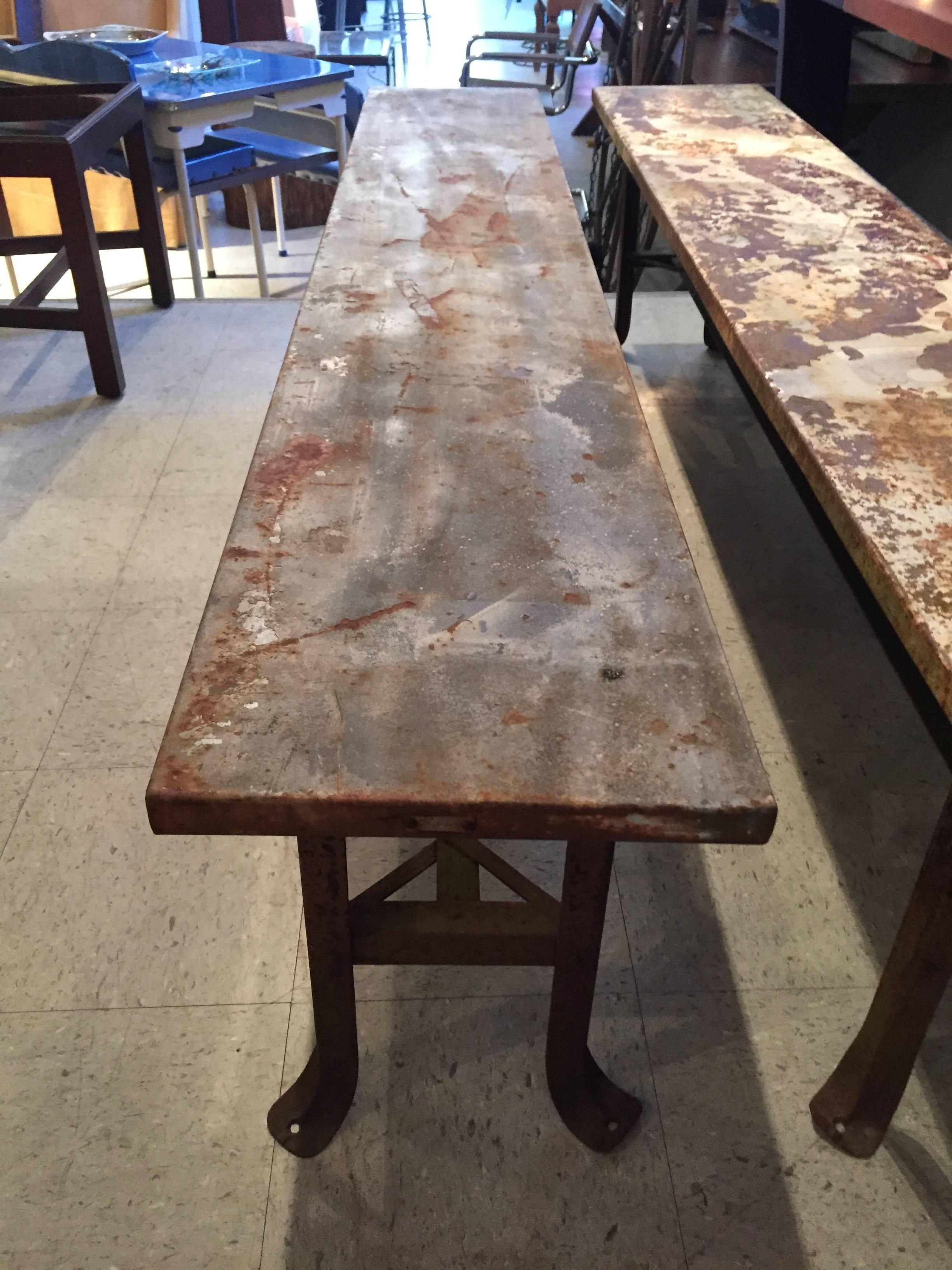 Long Steel Industrial Benches In Excellent Condition For Sale In North Beninngton, VT
