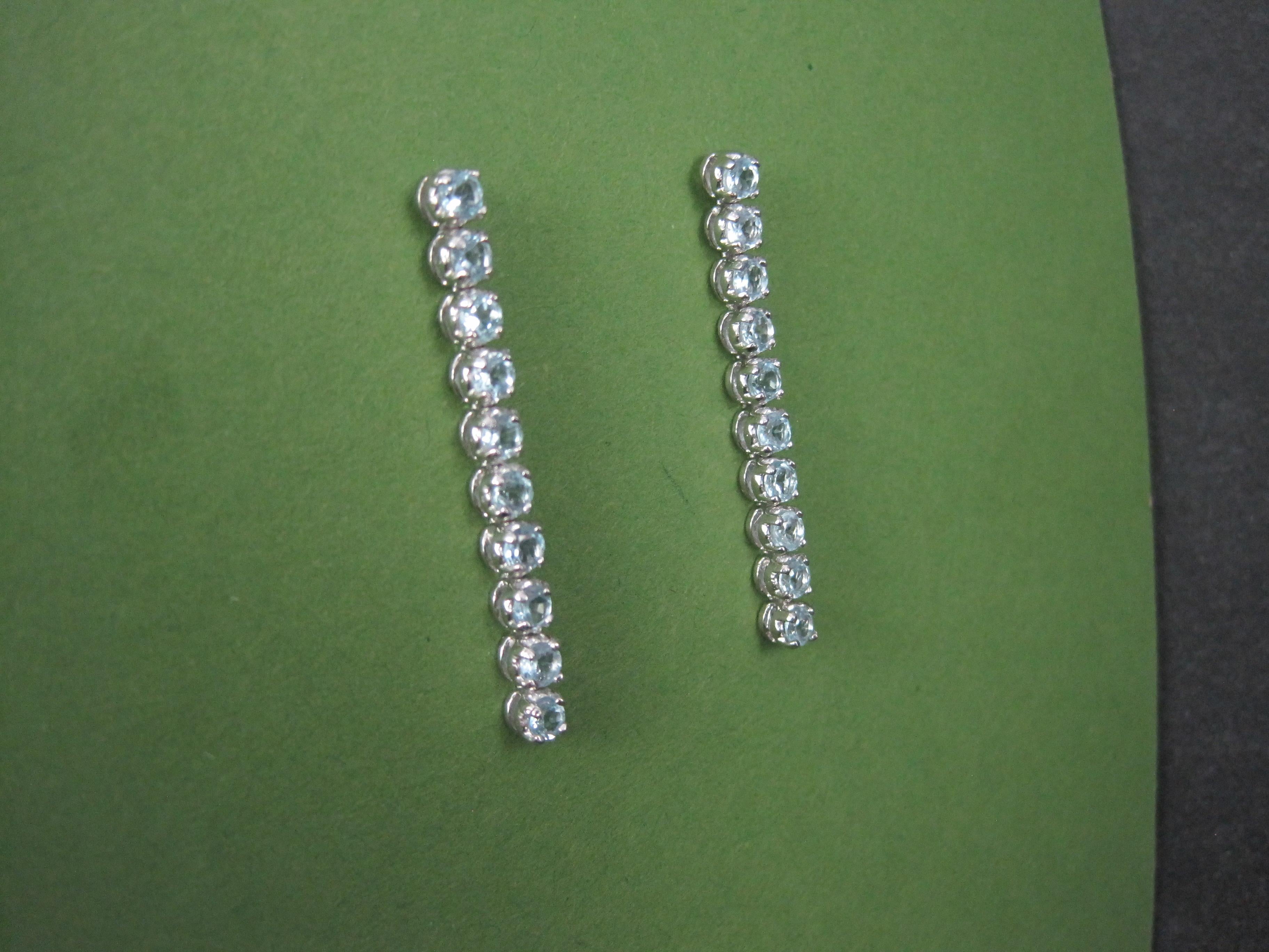 Long Sterling Silver Blue Topaz Earrings In New Condition For Sale In Webster, SD