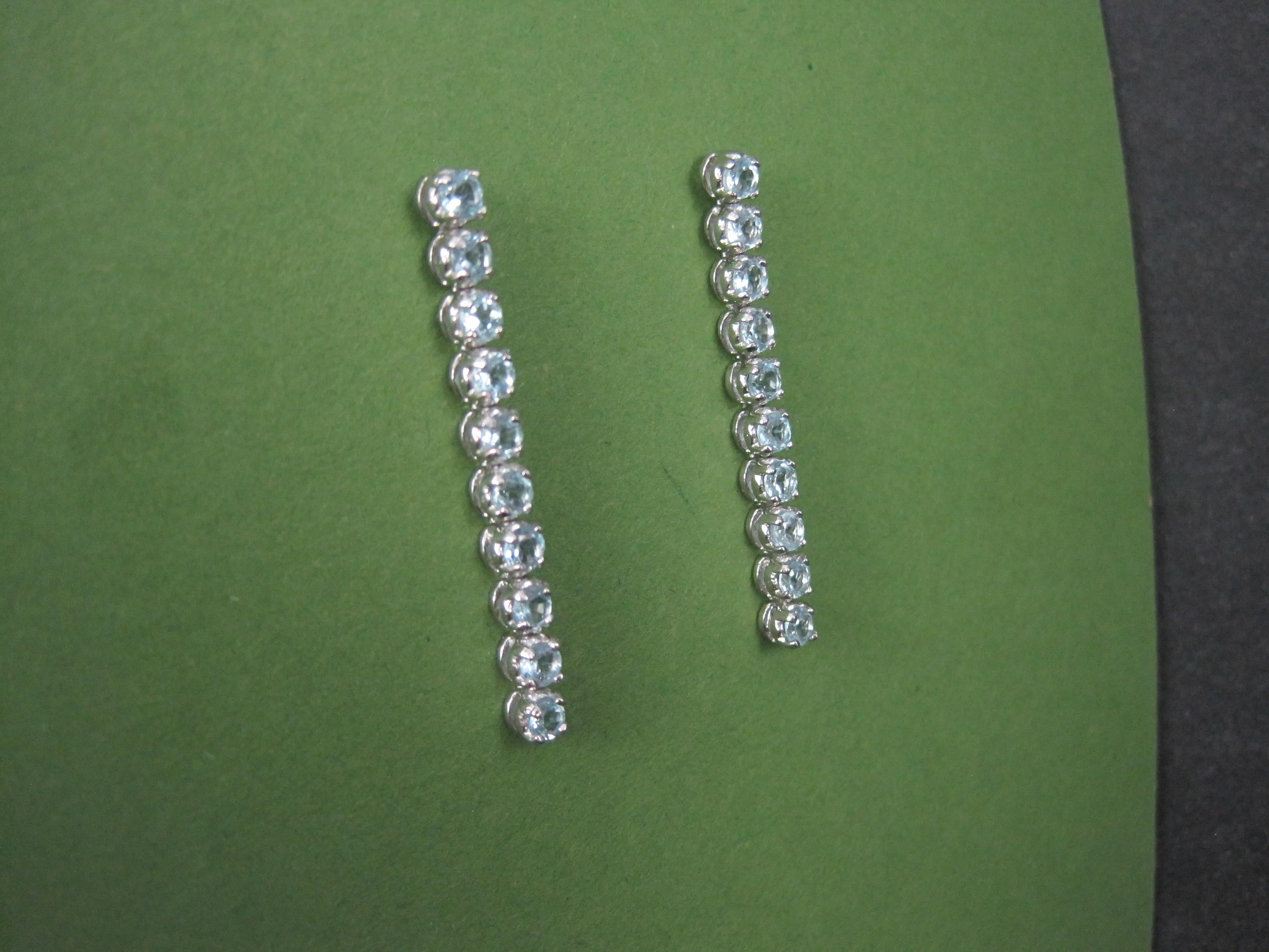 Long Sterling Silver Blue Topaz Earrings In New Condition For Sale In Webster, SD