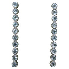 Long Sterling Silver Blue Topaz Earrings