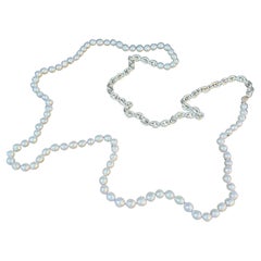 Long Strand White Pearl Silver Chunky Chain Necklace J Dauphin