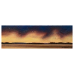 "Long Sunset Cloud Forms" Yellow, Blue Oil Landscape by Storm Chaser Ian Sheldon