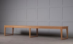 Long Swedish Bench / Side Table in Solid Oak, 1960s