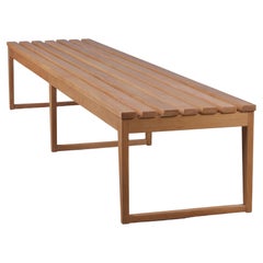 Long Swedish Bench / Side Table in Solid Oak, 1960s
