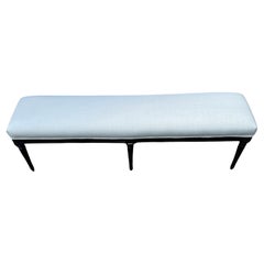 Long Black Painted Upholstered Bench by Chelsea Textiles