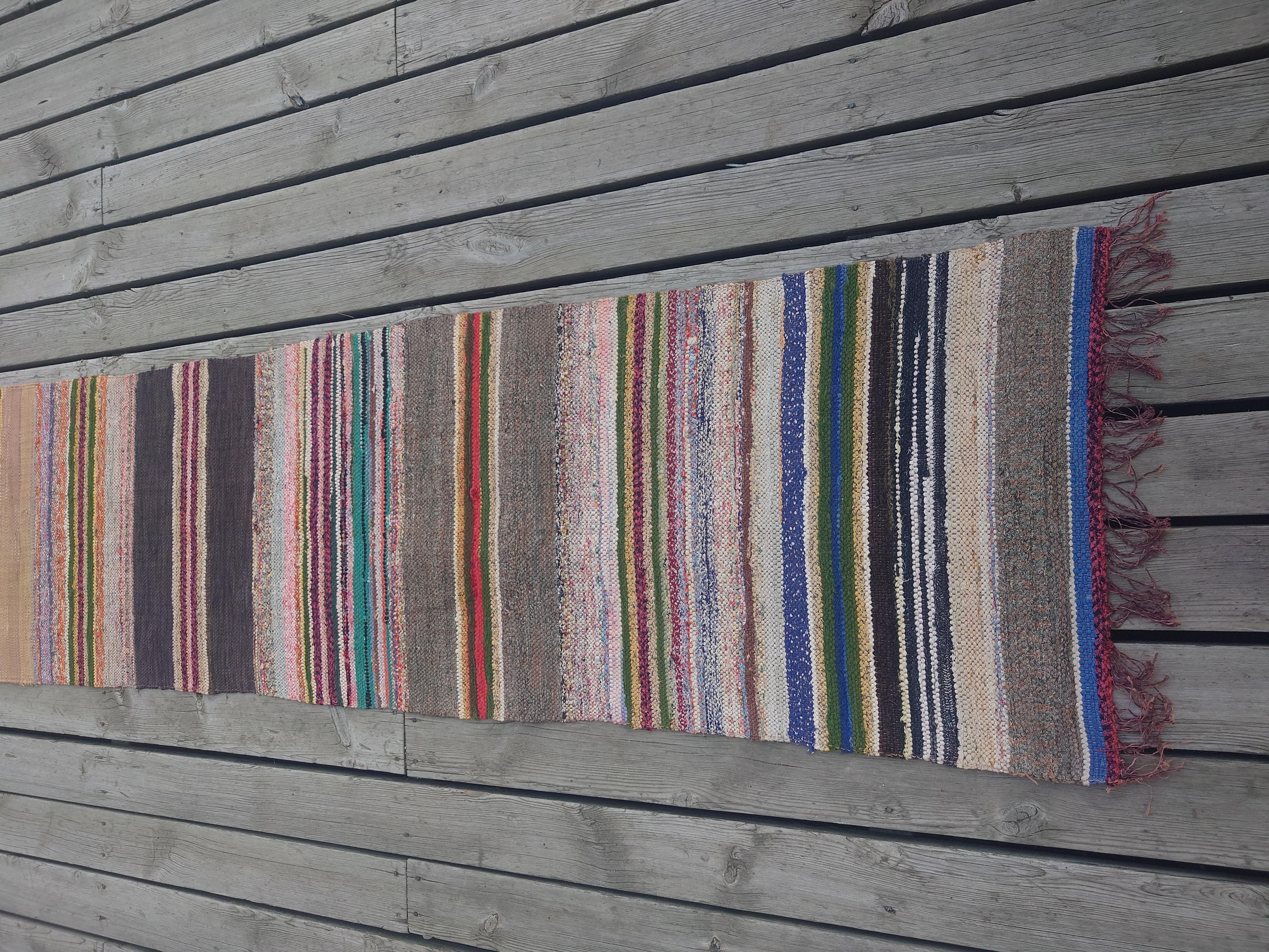 Country Long Swedish Rag rug For Sale