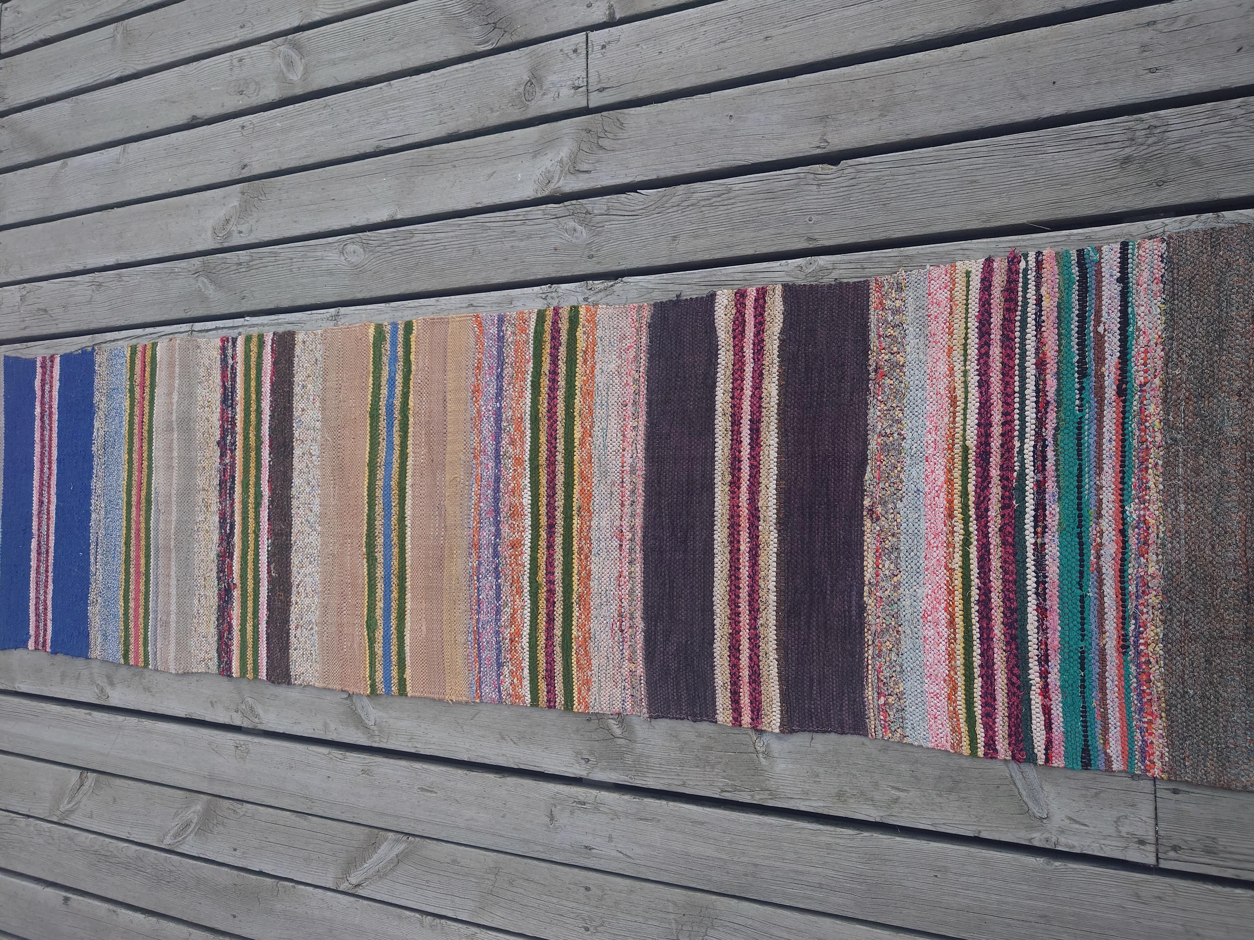 Hand-Woven Long Swedish Rag rug For Sale