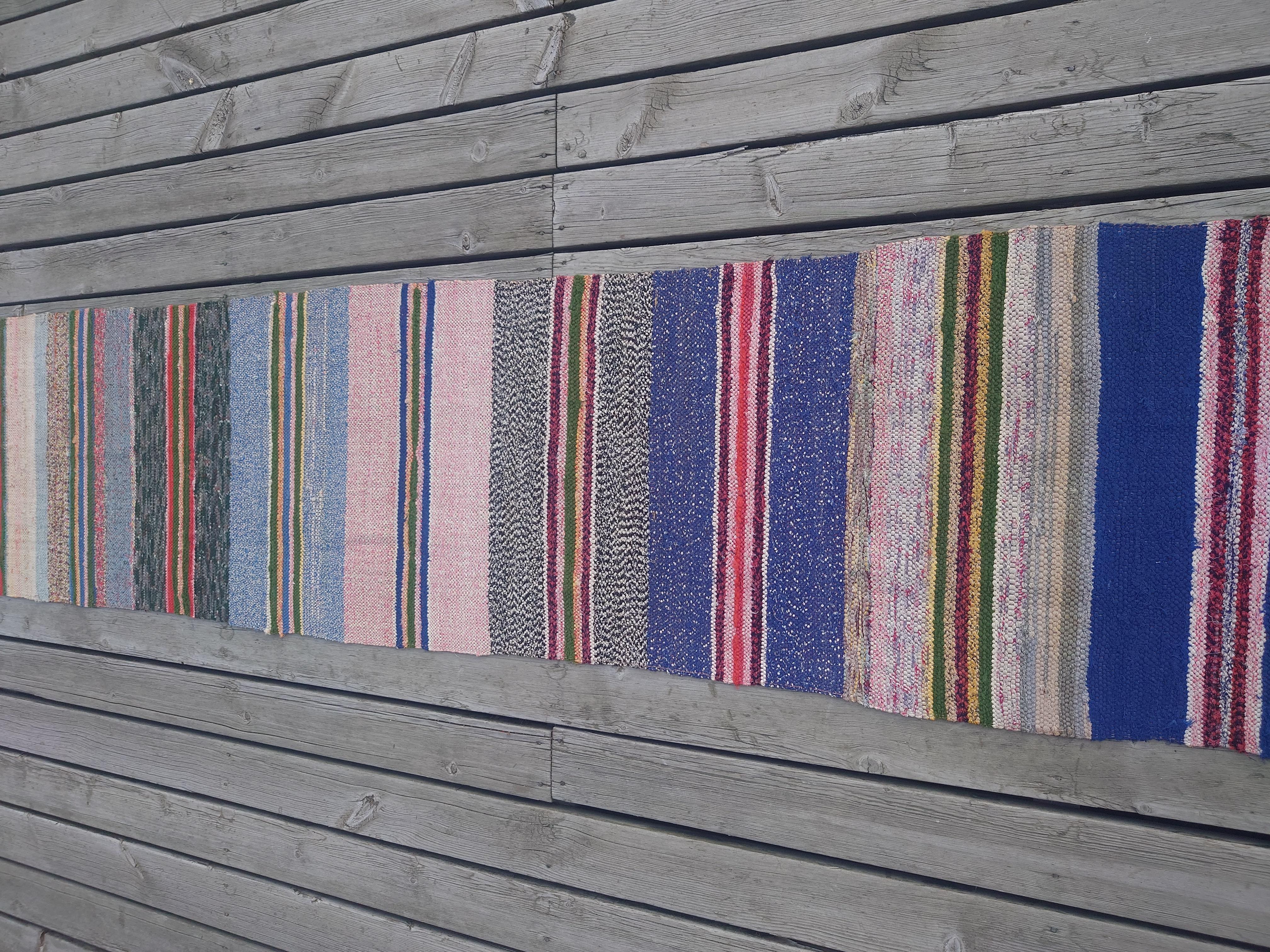 20th Century Long Swedish Rag rug For Sale