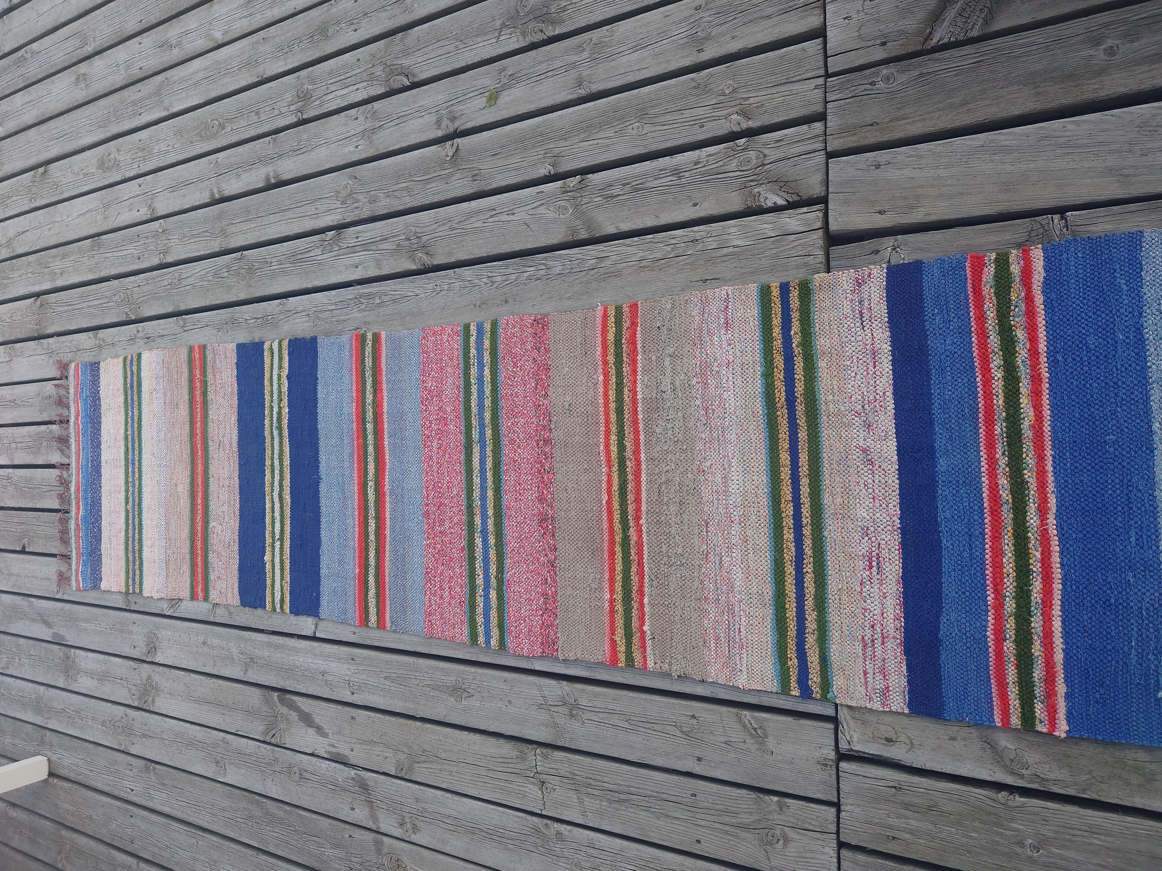 Long Swedish Rag rug For Sale 1