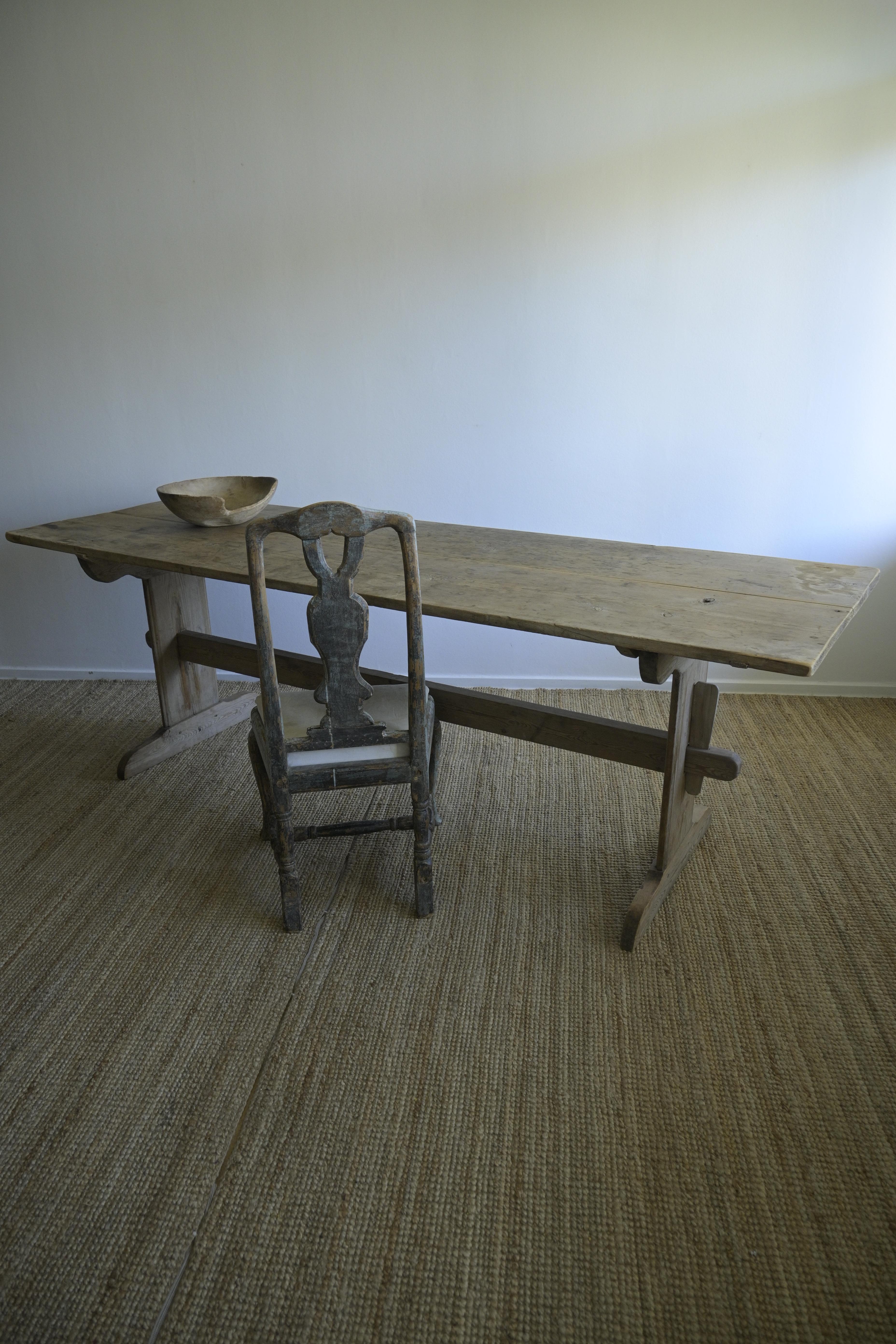 Long Swedish Trestle Table ca 1780 In Good Condition For Sale In Farsta, SE