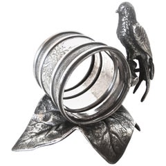 Antique "Long Tailed Bird" Silver Plate Victorian Napkin Ring American, circa 1885