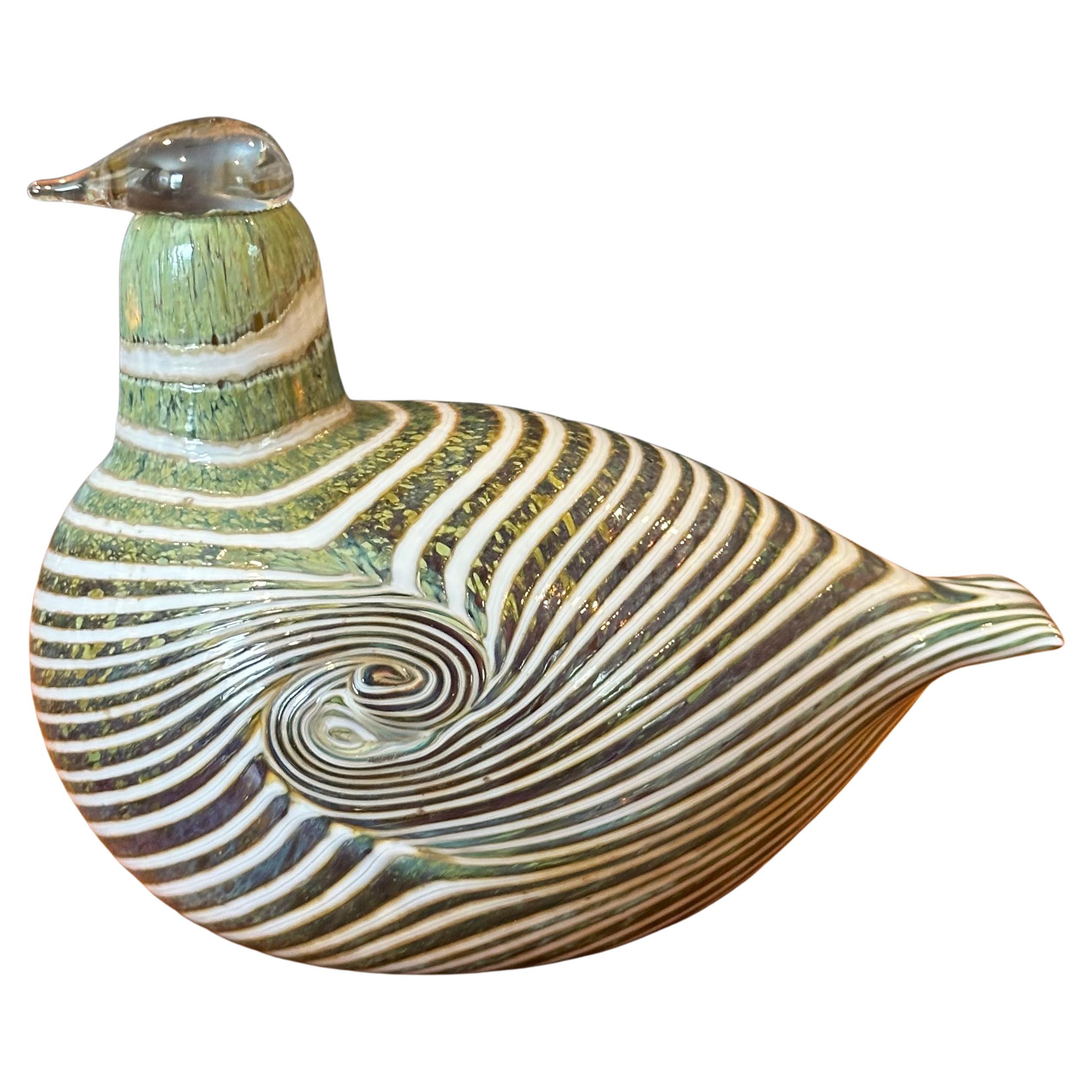 Pato de cola larga Escultura de vidrio artístico de Oiva Toikka / Nuutajarvi de Finlandia Escandinavo moderno
