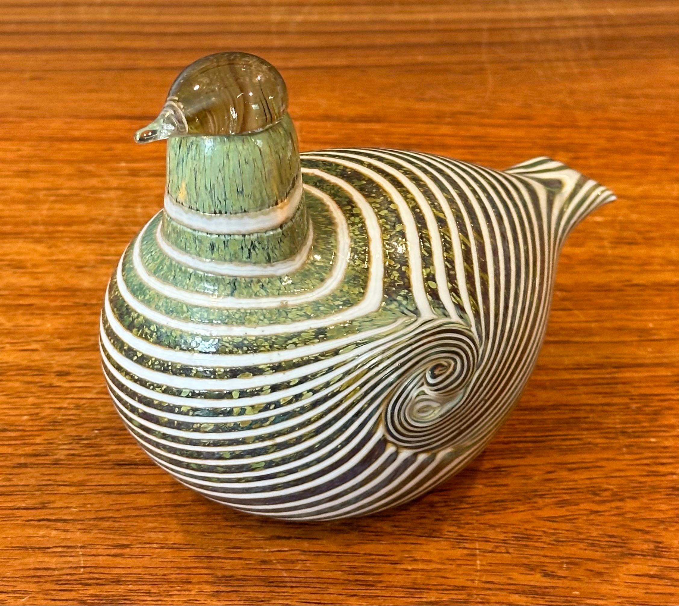 Pato de cola larga Escultura de vidrio artístico de Oiva Toikka / Nuutajarvi de Finlandia 1
