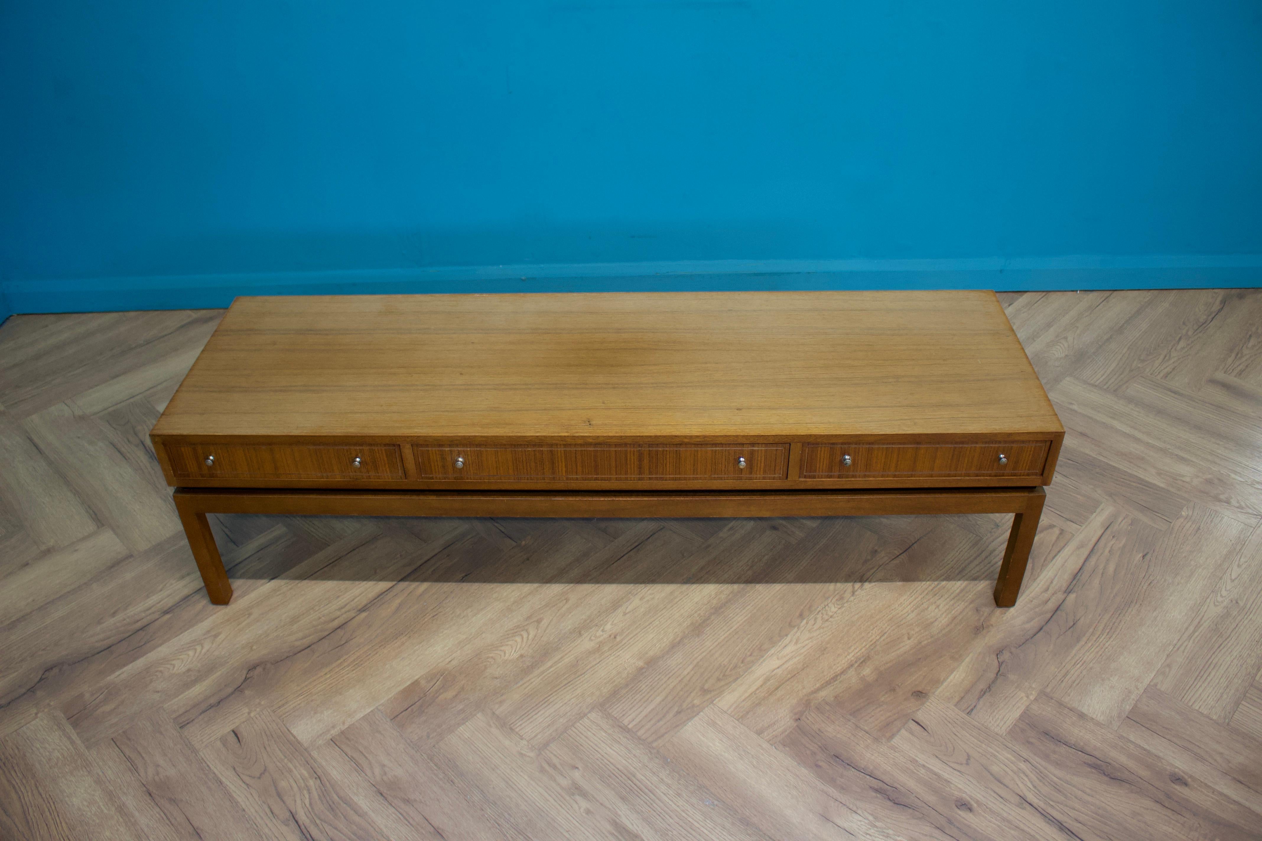 Veneer Long Teak Coffee Table from Greaves and Thomas, 1960s