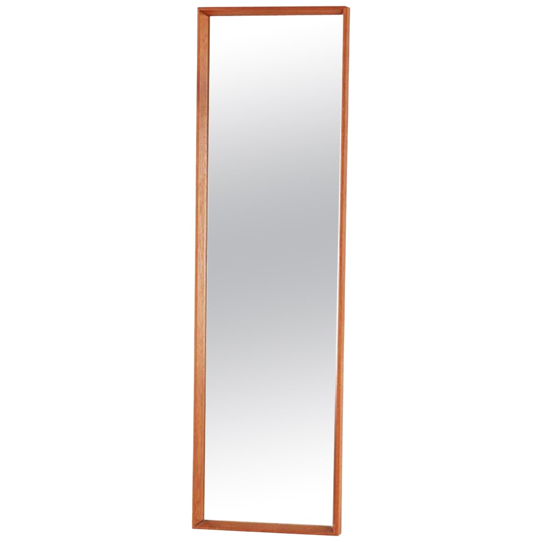 Long Teak Framed Wall Mirror