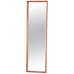 Long Teak Framed Wall Mirror