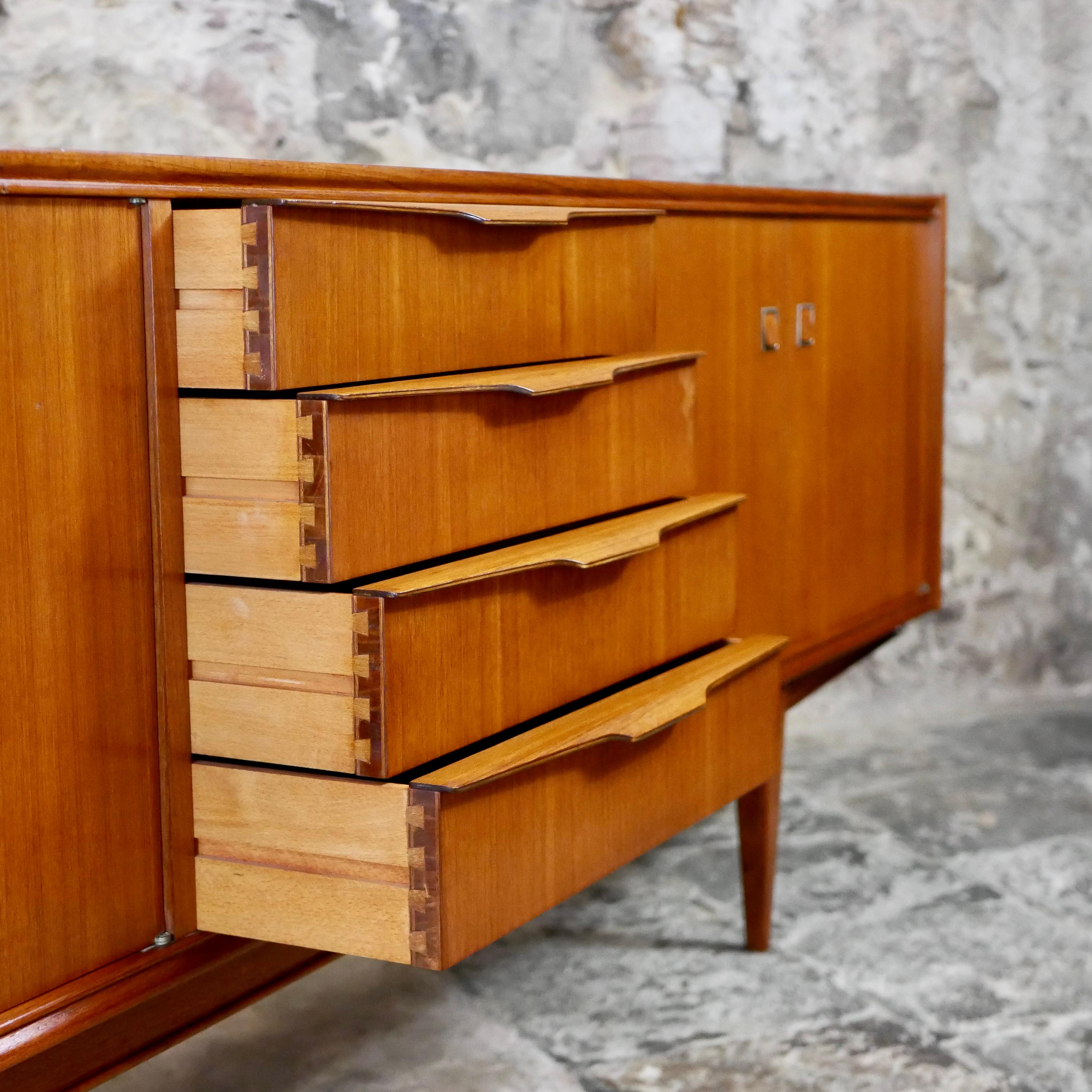 Long teak sideboard by Arnaud Editor, made in France, 1960s 1