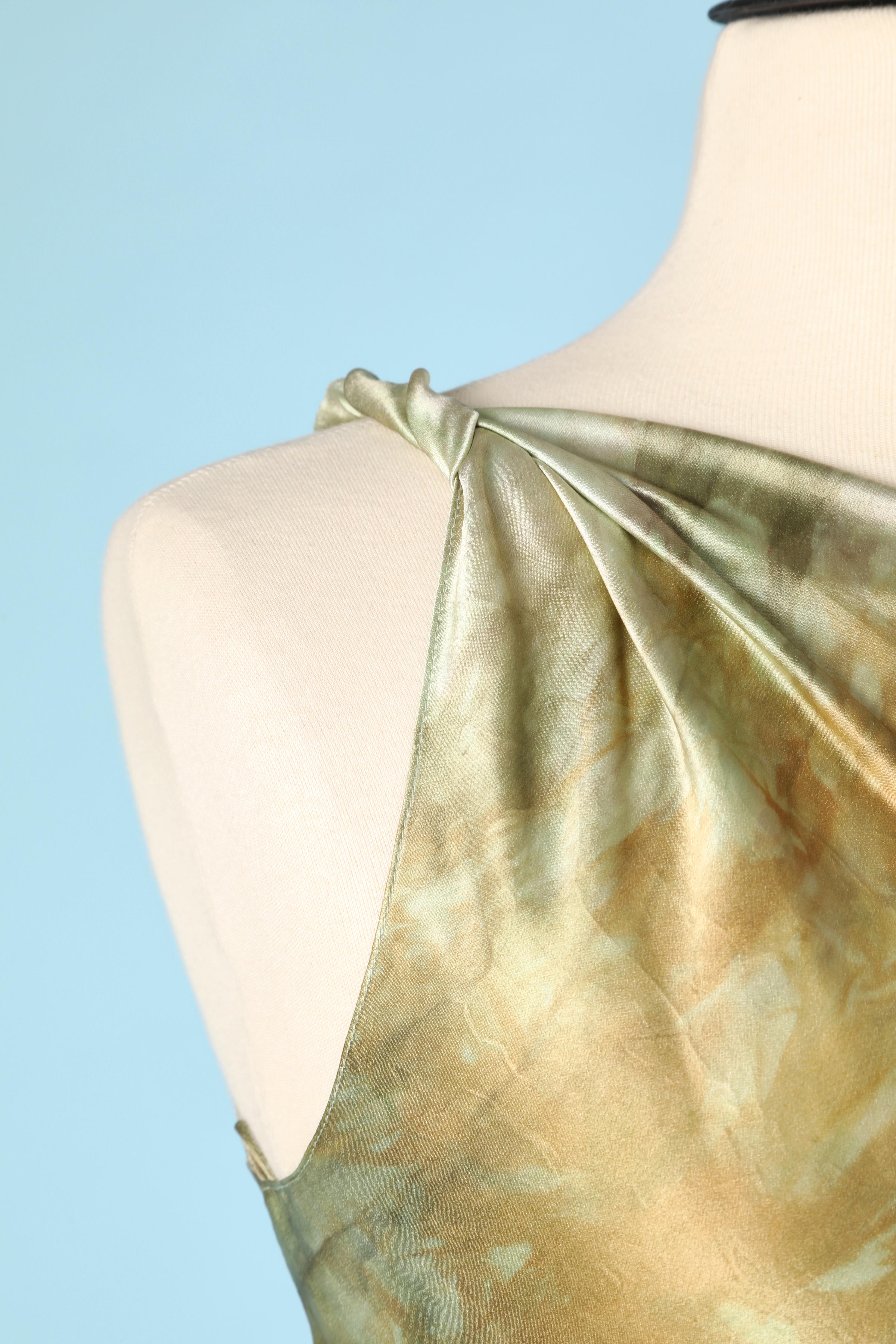 Beige Long tie &dye asymmetrical evening dress J Galliano for Christian Dior 